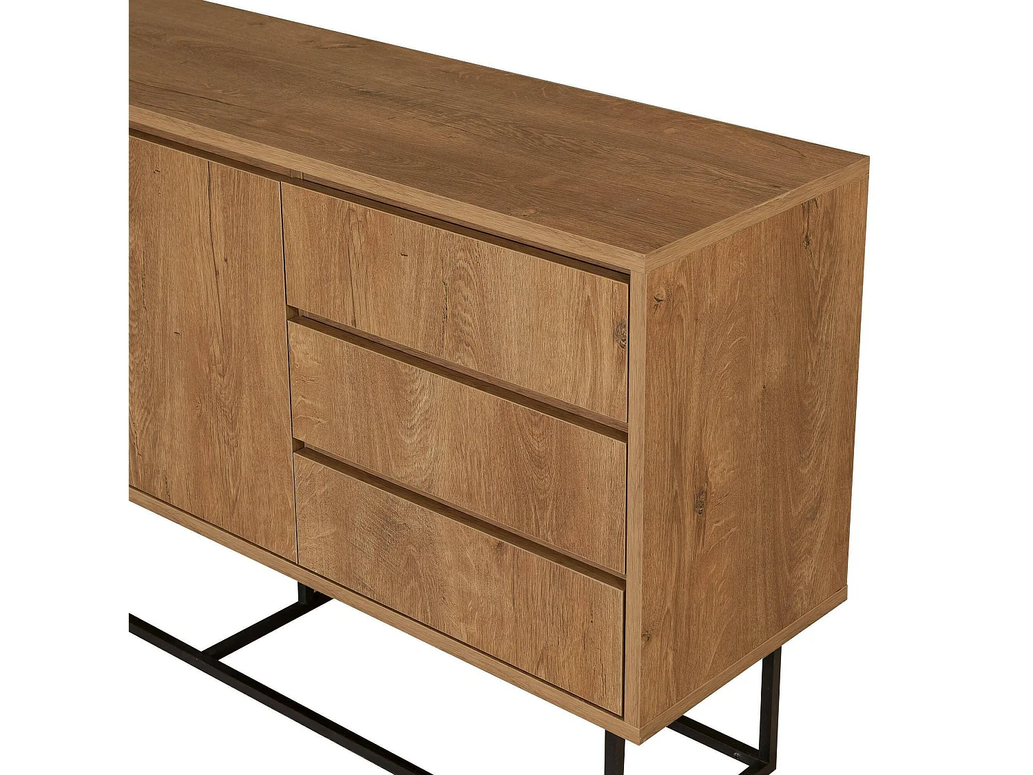 Console Alsafi, Table polyvalente, Armoire de rangement, Bureau du couloir, 140x36 h72 cm, Noyer et Noir