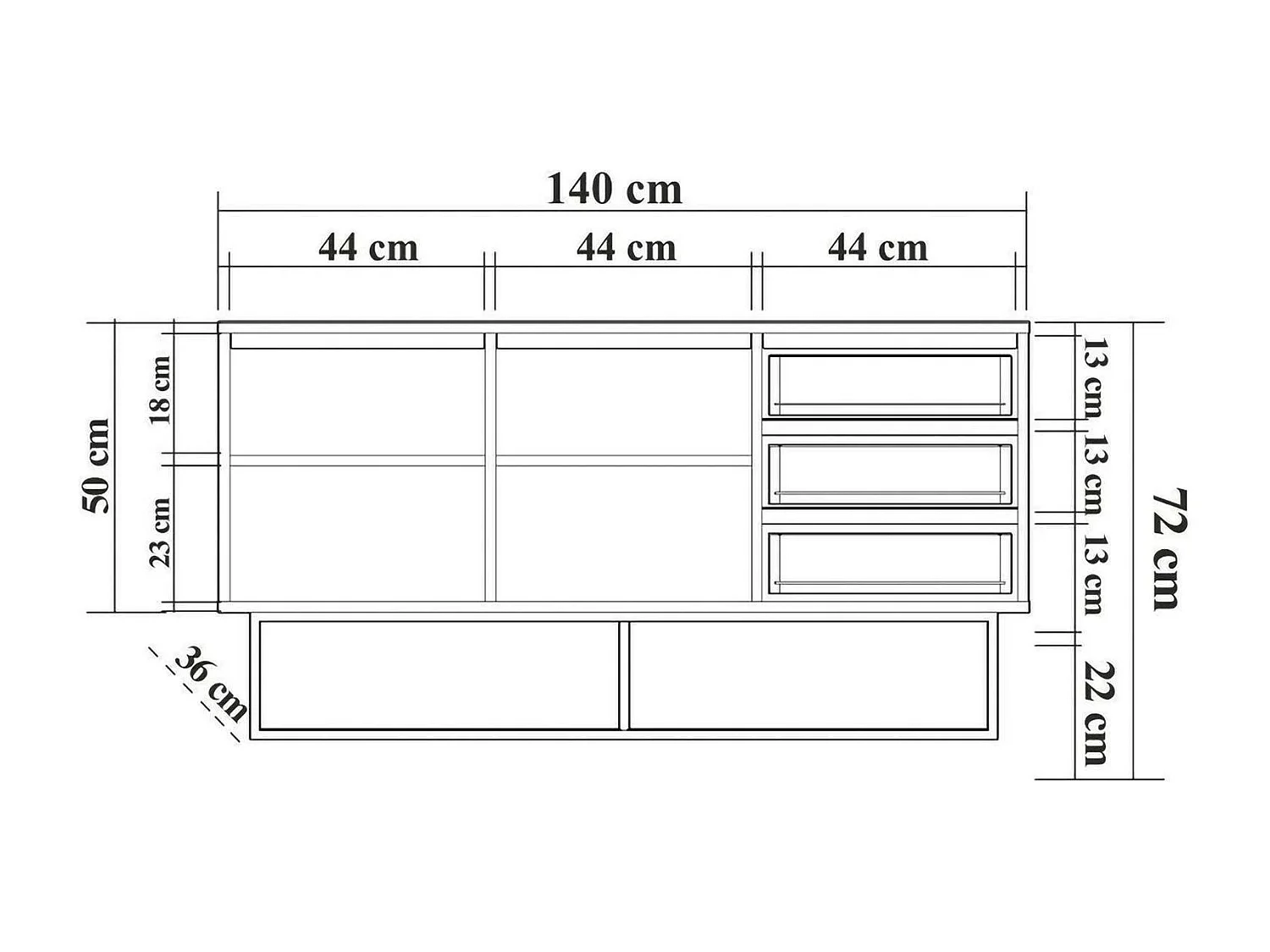Consolle Kuwait, un Ripiano, 36x140x72h cm Nero