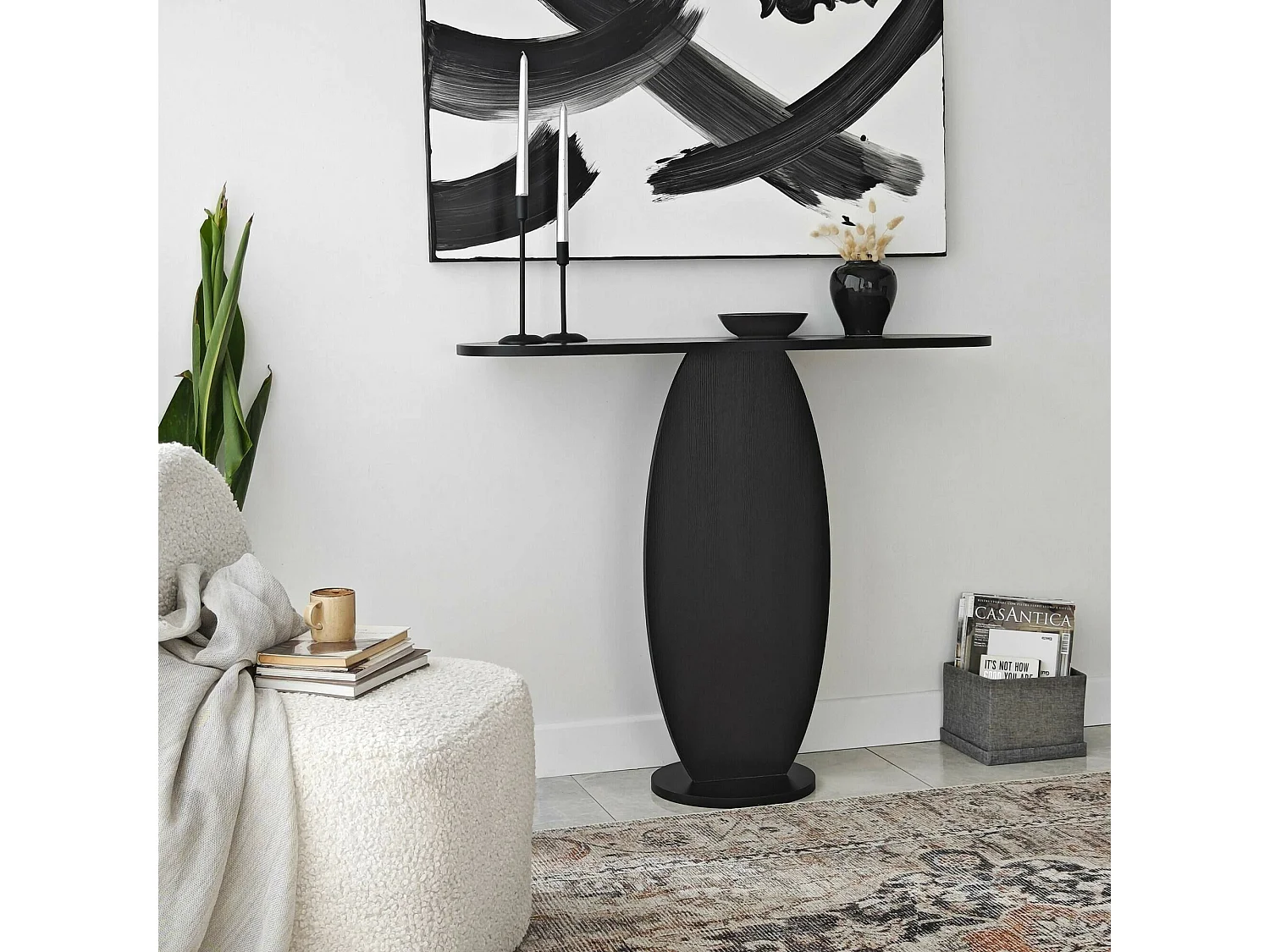 Dprae console, Multifunctionele tafel, Steunkast, Gang bureau, 100x30h81 cm, Antraciet