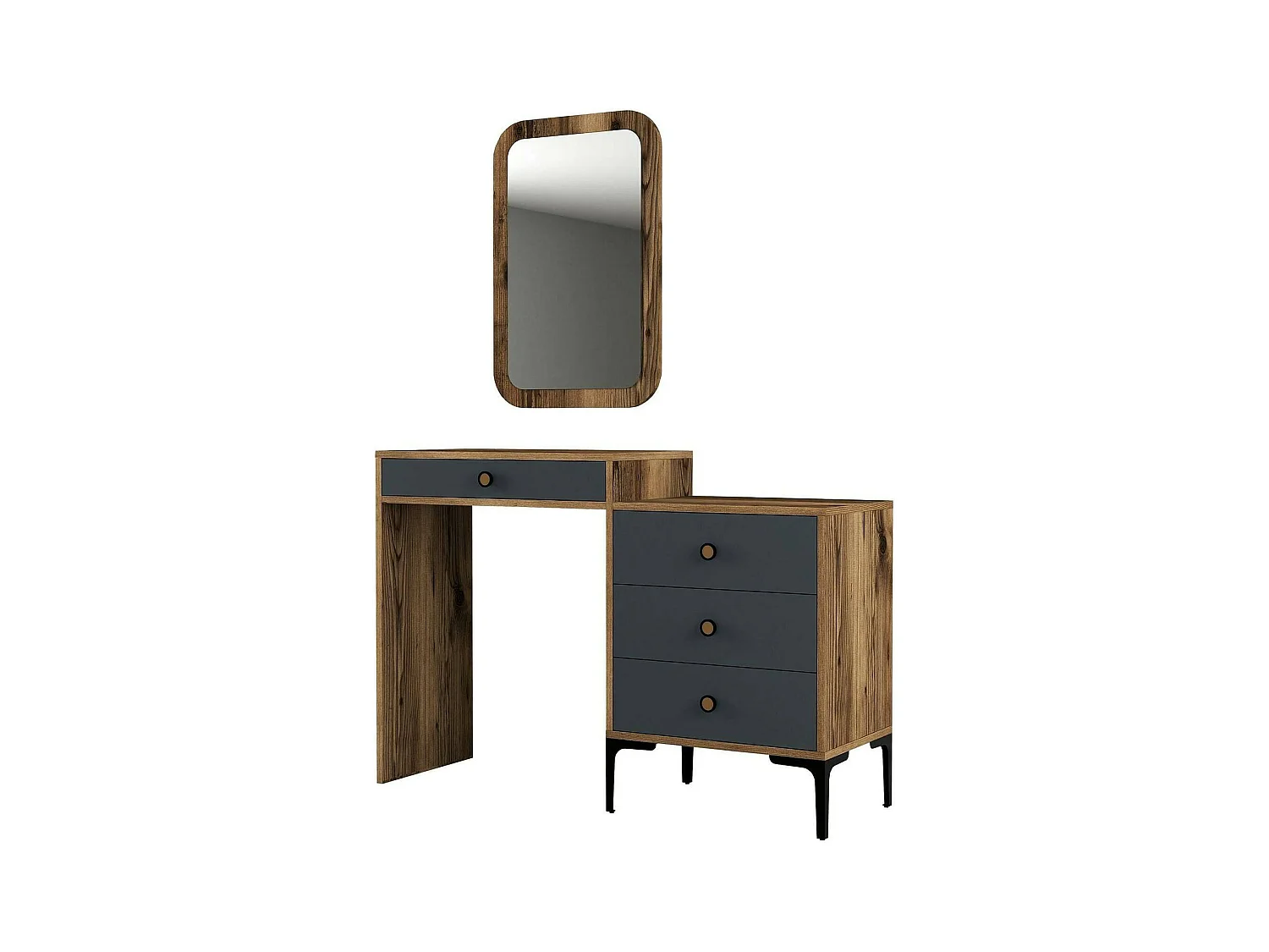 Console Nova, Table polyvalente, Armoire de rangement, Bureau du couloir, 124x40 h85 cm, Noyer et Anthracite