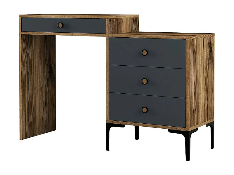 Dmuntean console, Multifunctionele tafel, Steunkast, Gangbureau, 124x40h85 cm, Walnoot en Antraciet