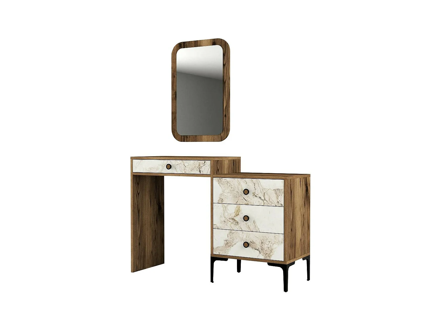 Console Nova, Table polyvalente, Armoire de rangement, Bureau du couloir, 124x40 h85 cm, Noyer et Blanc
