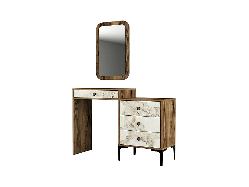 Consola Dpasqu, Mesa multiuso, Armário de apoio, Secretária de corredor, 124x40h85 cm, Nogueira e Branco