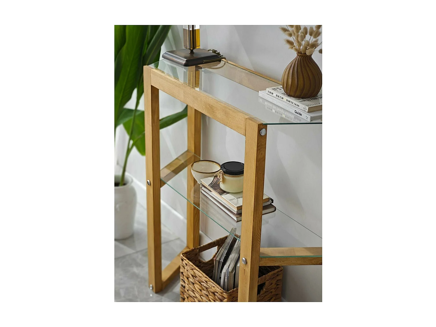 Console Euphoria, Table polyvalente, Armoire de rangement, Bureau du couloir, 85x31 h85 cm, Chêne