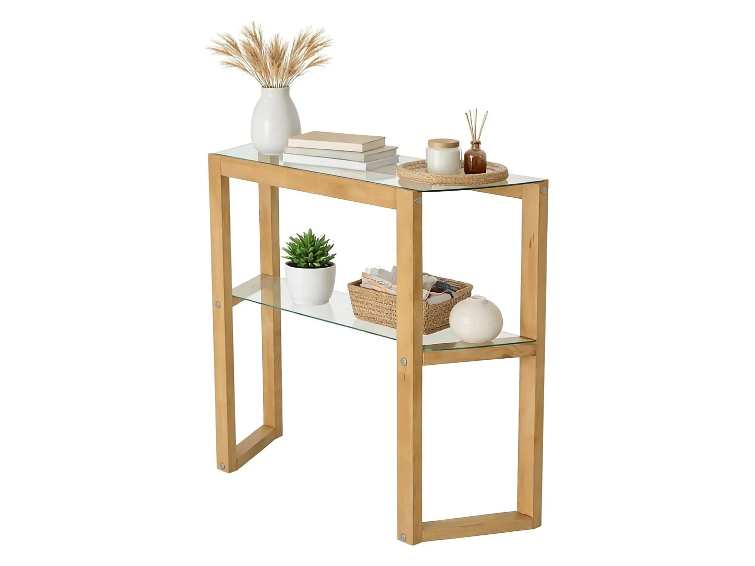 Console Euphoria, Table polyvalente, Armoire de rangement, Bureau du couloir, 85x31 h85 cm, Chêne
