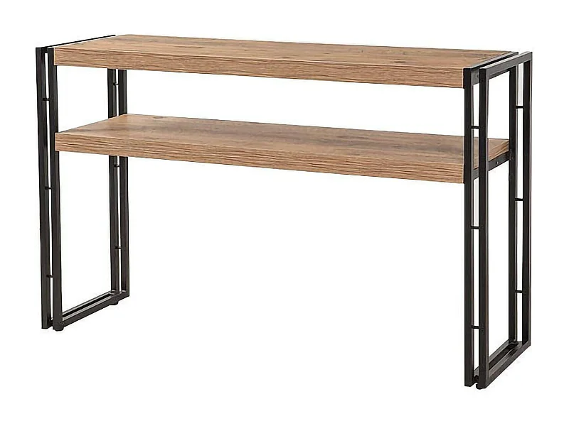 Consola Dmazzarr, Mesa multiusos, Armário de apoio, Secretária de corredor, 140x35h80 cm, Carvalho e Preto