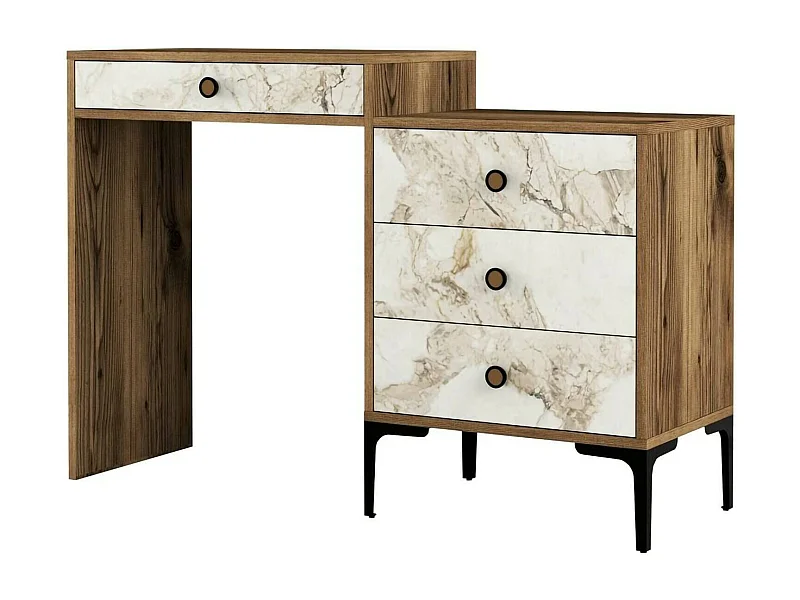 Dmuntean Console, Multifunctionele Tafel, Steunkast, Gang Bureau, 124x40h85 cm, Walnoot en Wit