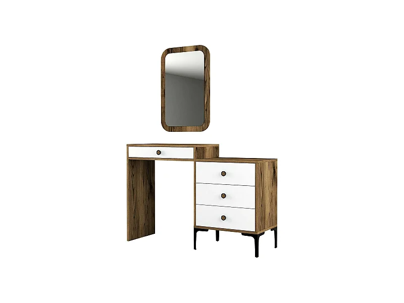 Console Nova, Table polyvalente, Armoire de rangement, Bureau du couloir, 124x40 h85 cm, Noyer et Blanc