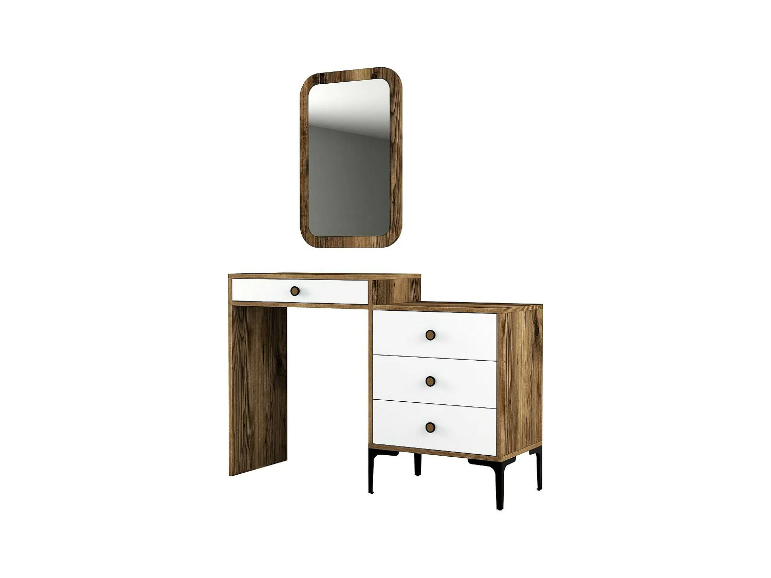 Console Nova, Table polyvalente, Armoire de rangement, Bureau du couloir, 124x40 h85 cm, Noyer et Blanc