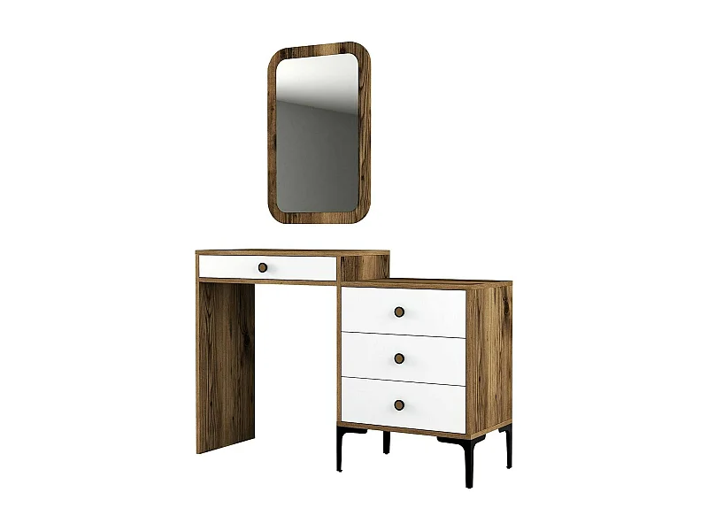 Dpasqu console, Multifunctionele tafel, Steunkast, Gangbureau, 124x40h85 cm, Walnoot en Wit