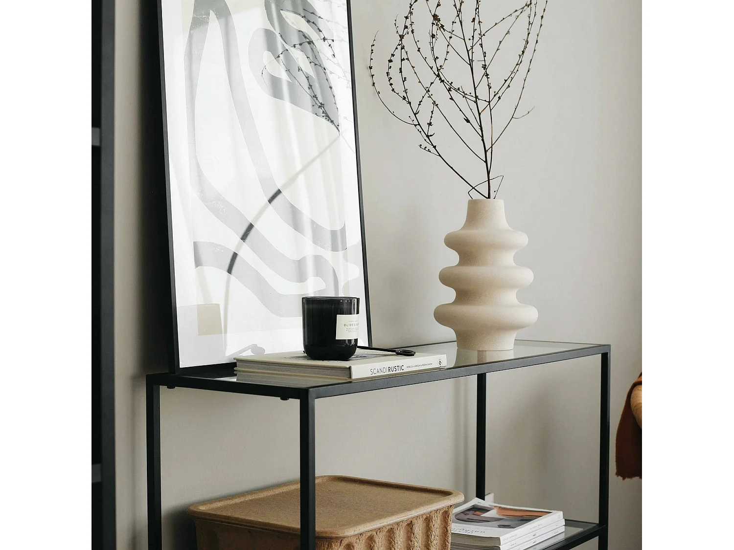 Console Elara, Table polyvalente, Armoire de rangement, Bureau du couloir, 100x30 h85 cm, Noir