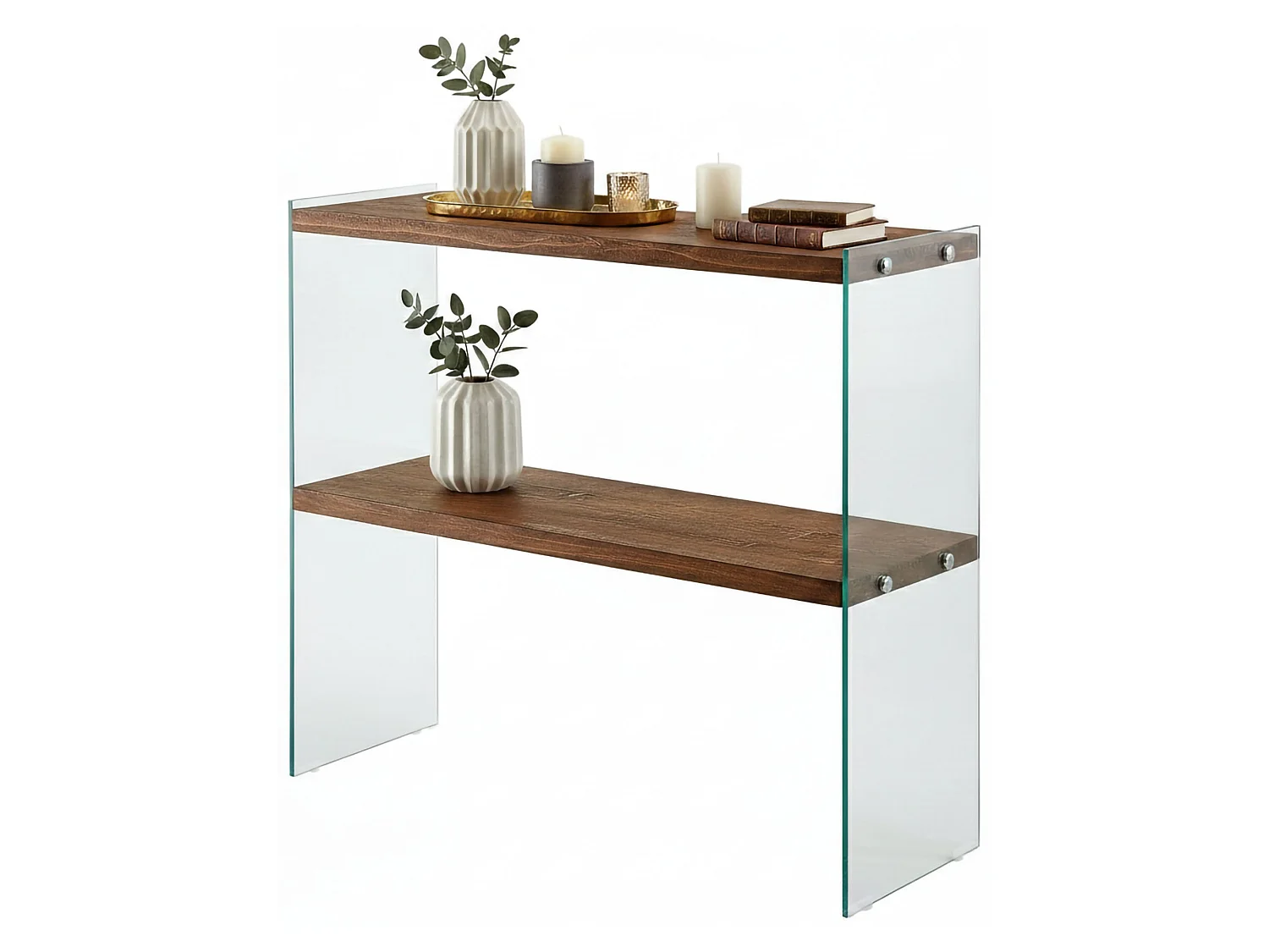 Dacell Console, Multifunctionele Tafel, Steunkast, Gangbureau, 90x30h80 cm, Walnoot