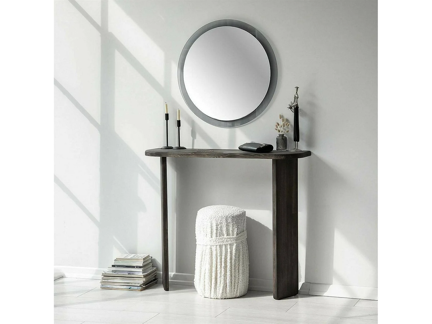 Console Astralis, Table polyvalente, Armoire de rangement, Bureau du couloir, 100x30 h90 cm, Anthracite