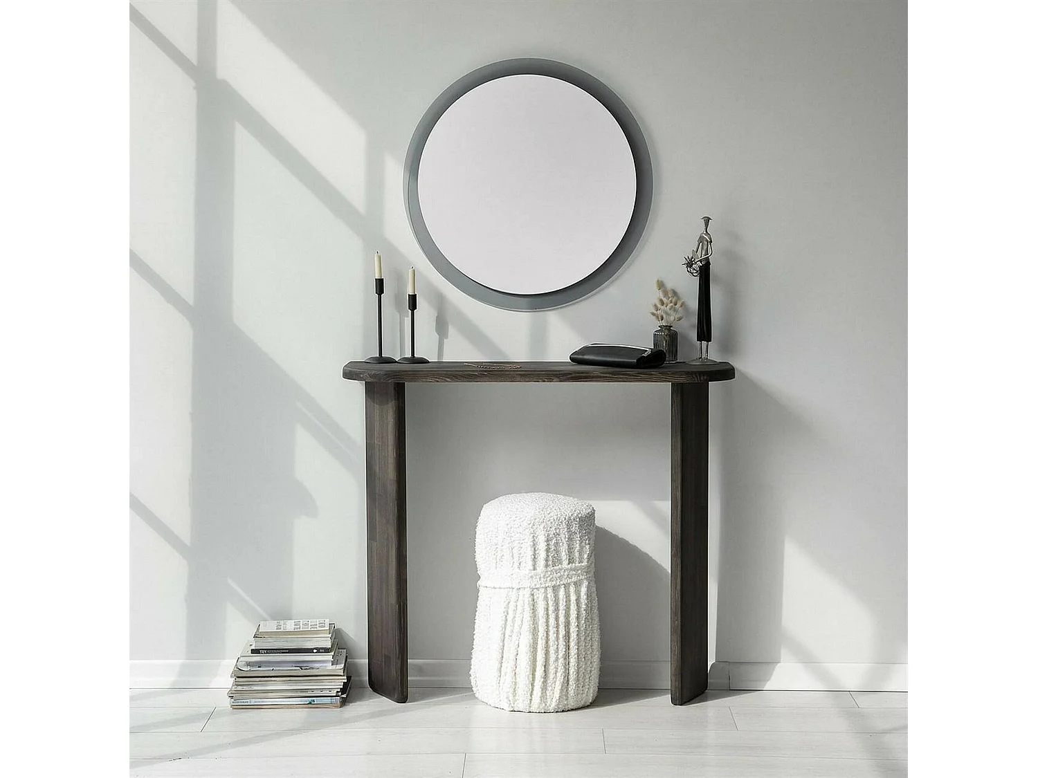 Console Astralis, Table polyvalente, Armoire de rangement, Bureau du couloir, 100x30 h90 cm, Anthracite