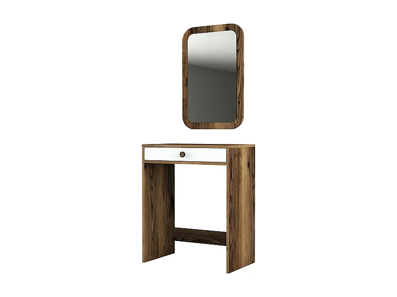 Consola Dplacch, Mesa multiusos, Gabinete de soporte, Escritorio de pasillo, 70x85 h40 cm, Nogal y Blanco