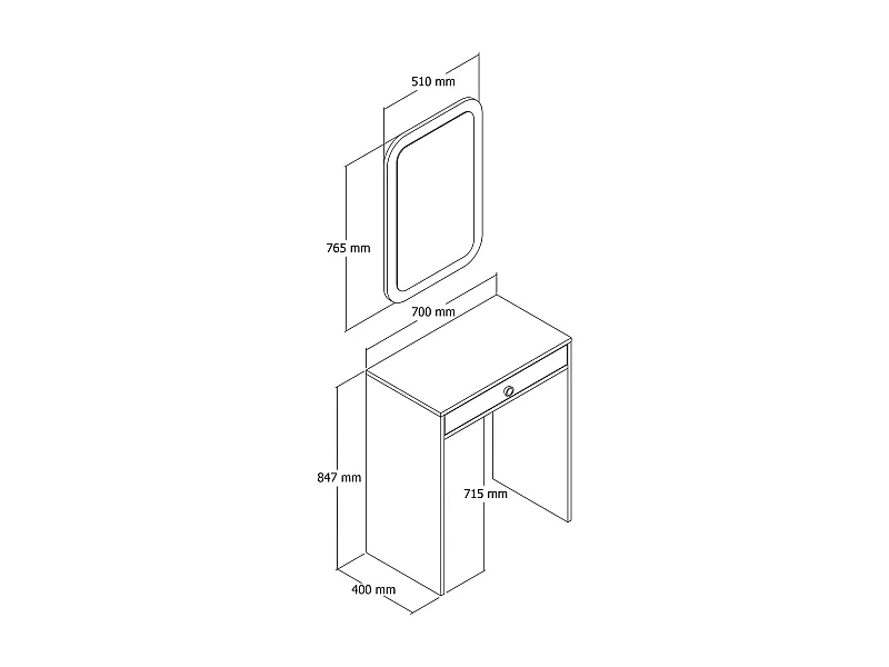 Konsolentisch Dplacch, Tisch, Eingangskonsole, Regal, 70x85 h40 cm, Walnuss und WeiÃŸ