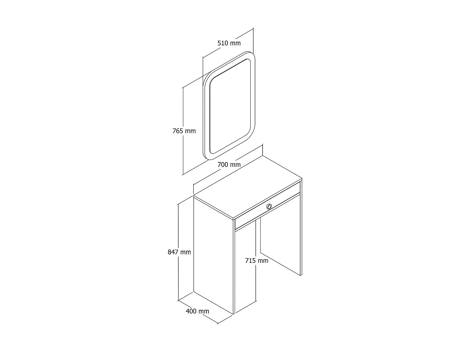Dplacch console, Multifunctionele tafel, Steunkast, Gangbureau, 70x85h40 cm, Walnoot en Wit