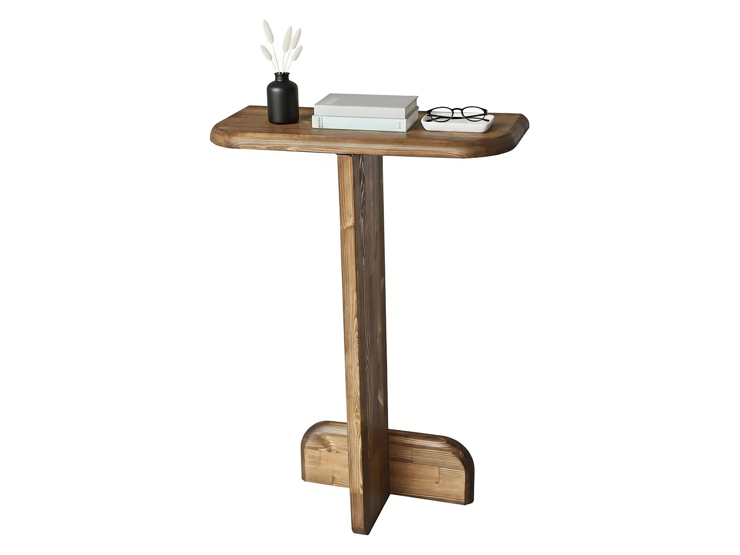 Console Vespera, Table polyvalente, Armoire de rangement, Bureau du couloir, 80x25 h85 cm, Noyer