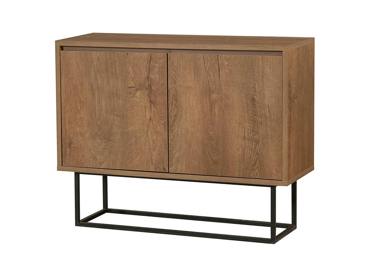 Console Alnitah, Table polyvalente, Armoire de rangement, Bureau du couloir, 90x36 h72 cm, Noyer et Noir