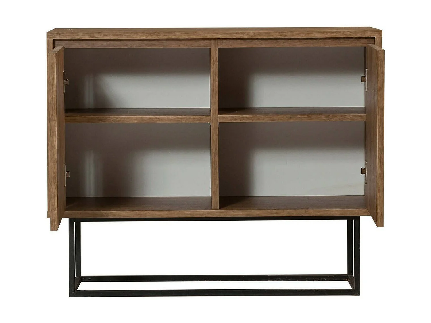 Console Alnitah, Table polyvalente, Armoire de rangement, Bureau du couloir, 90x36 h72 cm, Noyer et Noir