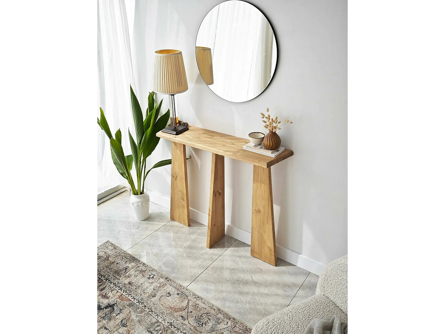 Consola Dflamign, Mesa multiusos, Gabinete de soporte, Escritorio de pasillo, 100x28 h83 cm, Roble