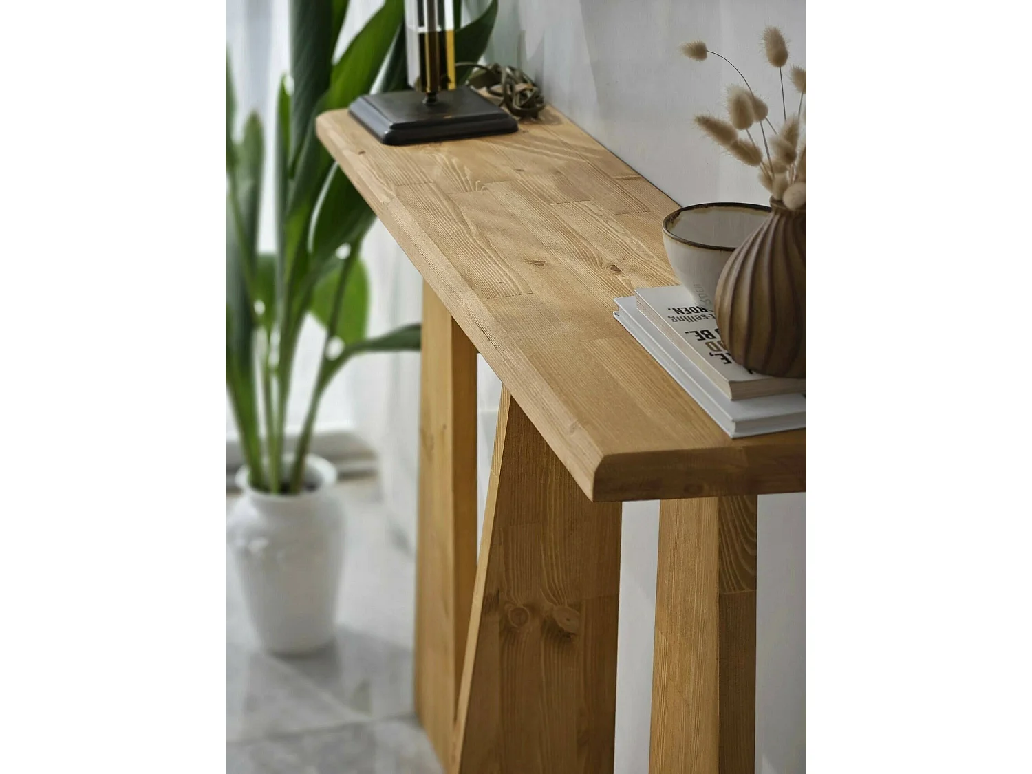 Konsolentisch Dflamign, Tisch, Eingangskonsole, Regal, 100x28 h83 cm, Eiche