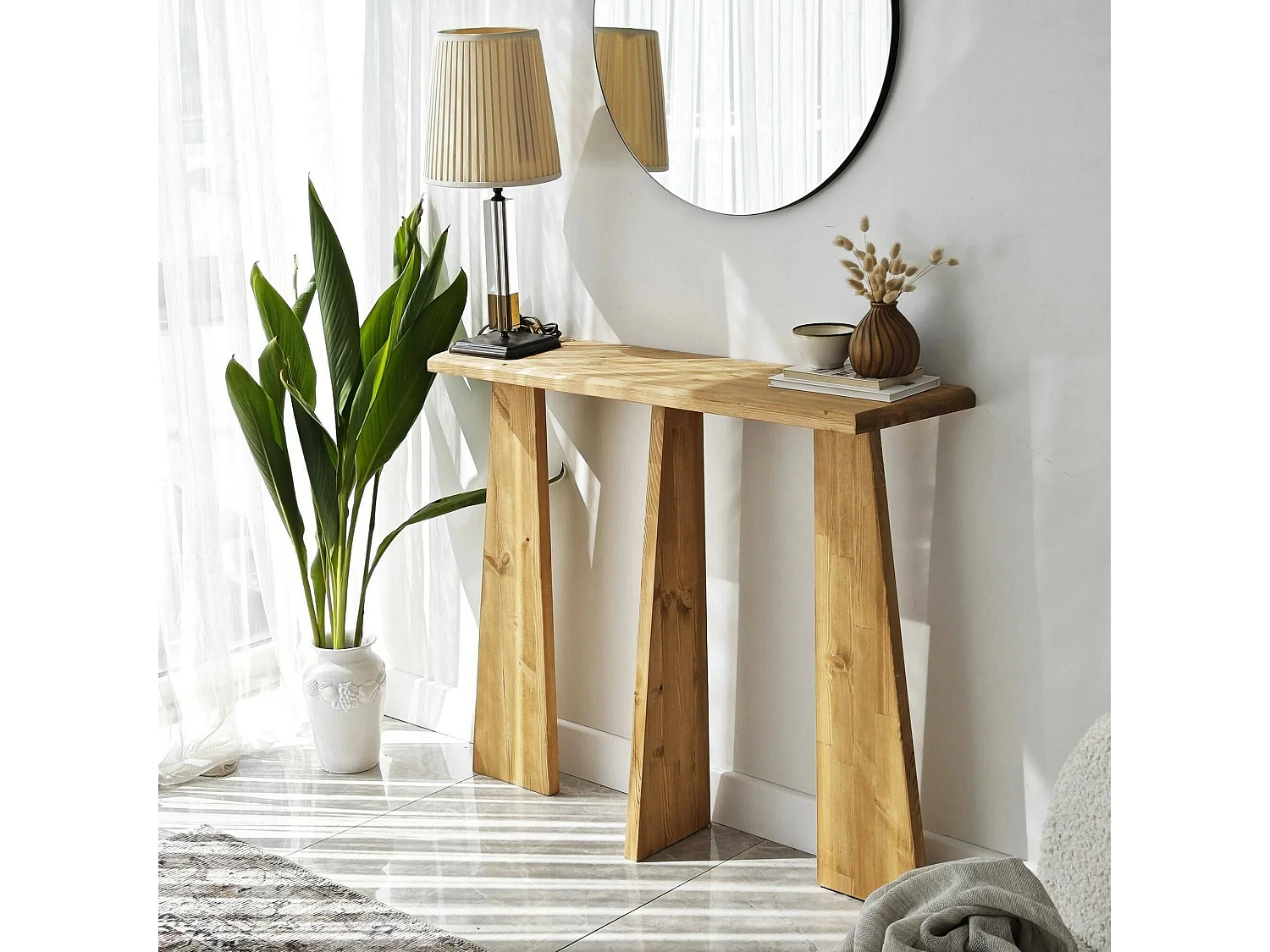 Console Arcturus, Table polyvalente, Armoire de rangement, Bureau du couloir, 100x28 h83 cm, Chêne