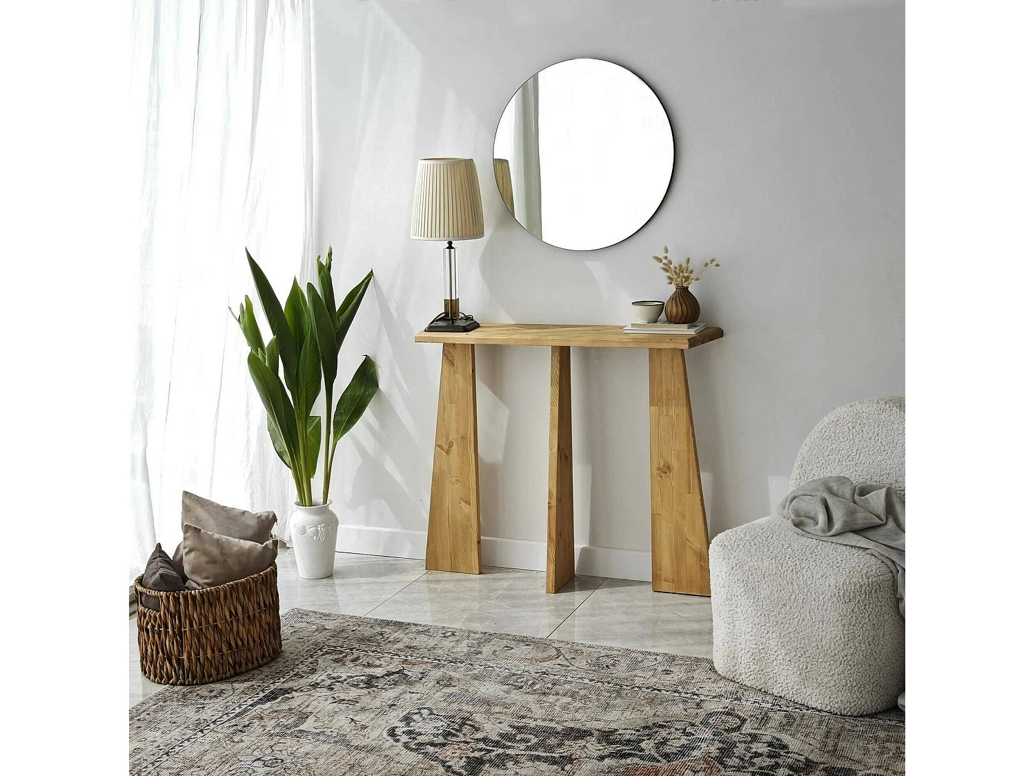 Console Arcturus, Table polyvalente, Armoire de rangement, Bureau du couloir, 100x28 h83 cm, Chêne
