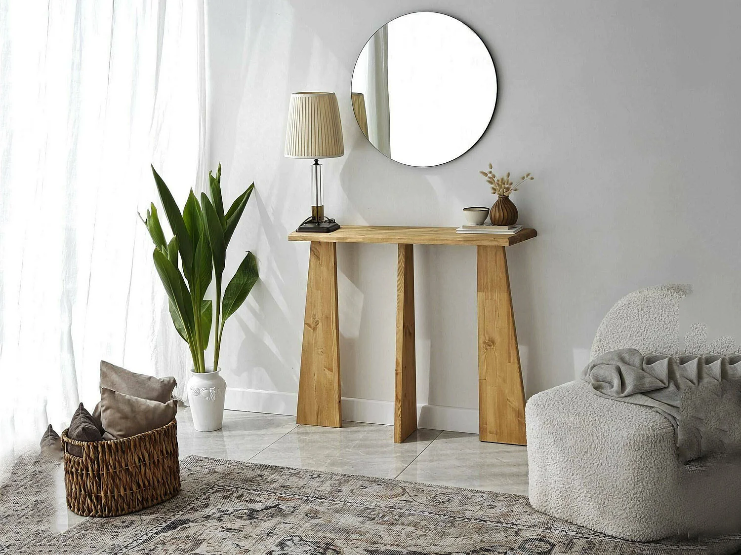 Console Arcturus, Table polyvalente, Armoire de rangement, Bureau du couloir, 100x28 h83 cm, Chêne