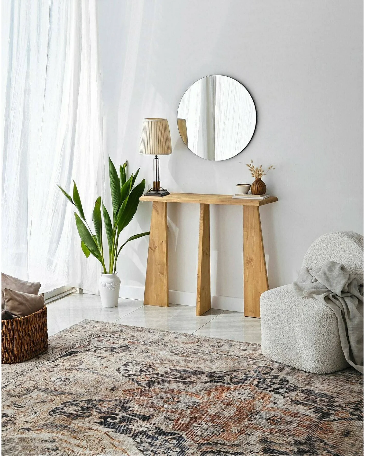 Console Arcturus, Table polyvalente, Armoire de rangement, Bureau du couloir, 100x28 h83 cm, Chêne