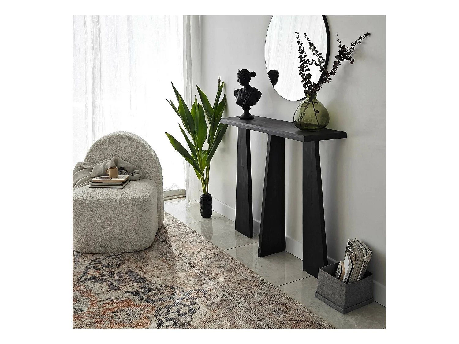 Dmora - Consolle TomoeGozen, 100x28h83 cm, Antracite