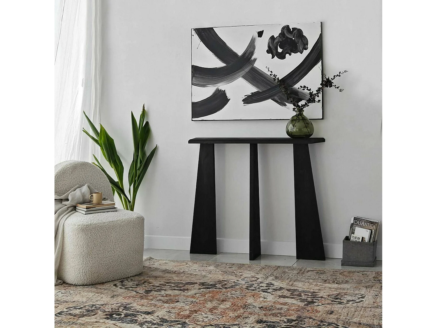 Consola Dflamign, Mesa multiusos, Gabinete de soporte, Escritorio de pasillo, 100x28 h83 cm, Antracita