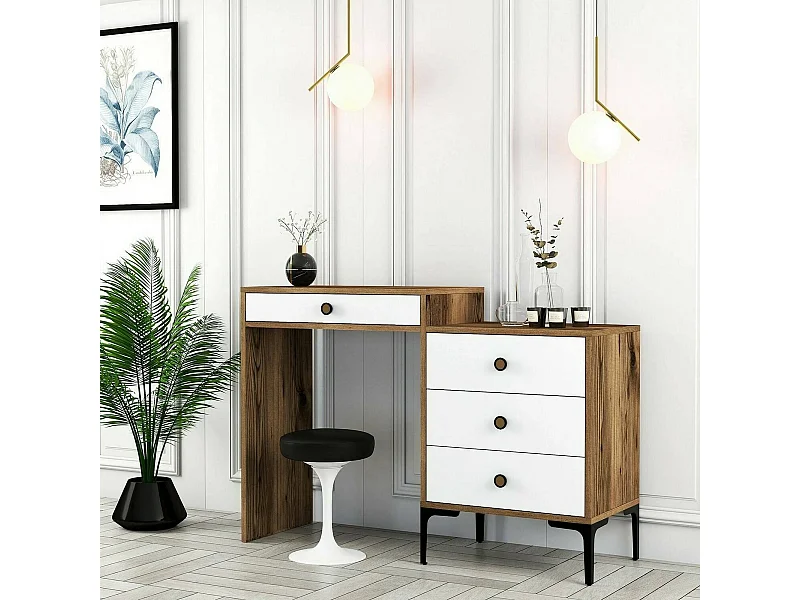 Dmora - Consolle Artegna, 124x40h85 cm, Noce e Bianco