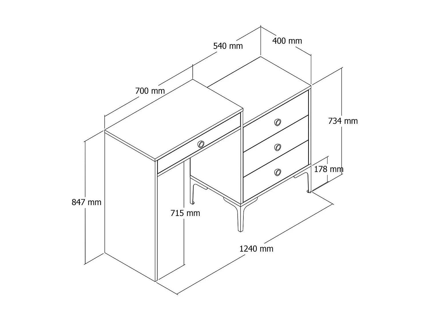 Dmuntean Console, Multifunctionele Tafel, Steunkast, Gang Bureau, 124x40h85 cm, Walnoot en Wit
