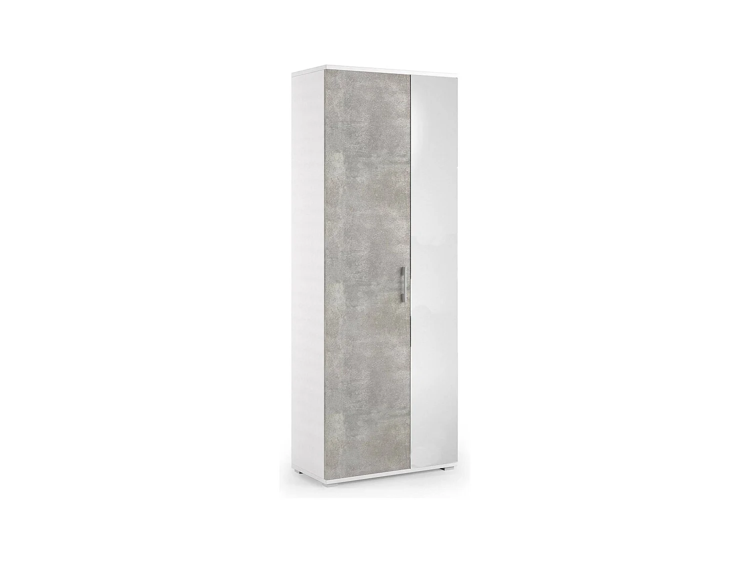 Tarassaco schoenenrek, multifunctioneel entreemeubel met spiegeldeur, moderne schoenenkast met 6 planken, 100% Made in Italy, 72x37h195 cm, Wit en Cement