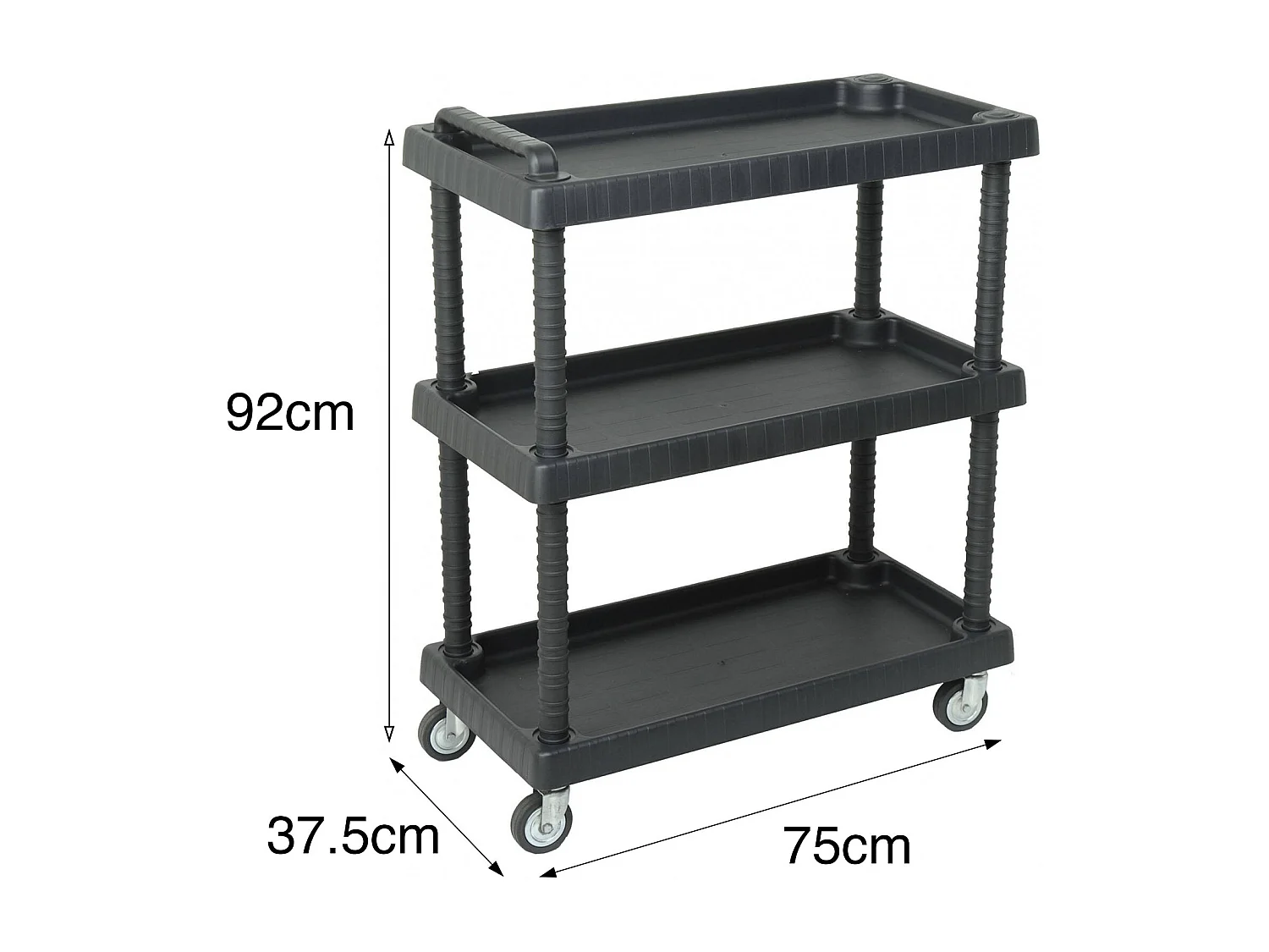 Carrinho Dbagnolin, Carrinho multiuso, Carrinho com rodas, Carrinho de ferramenta com 1 prateleira, 100% Made in Italy, 75x38h92 cm, Antracite