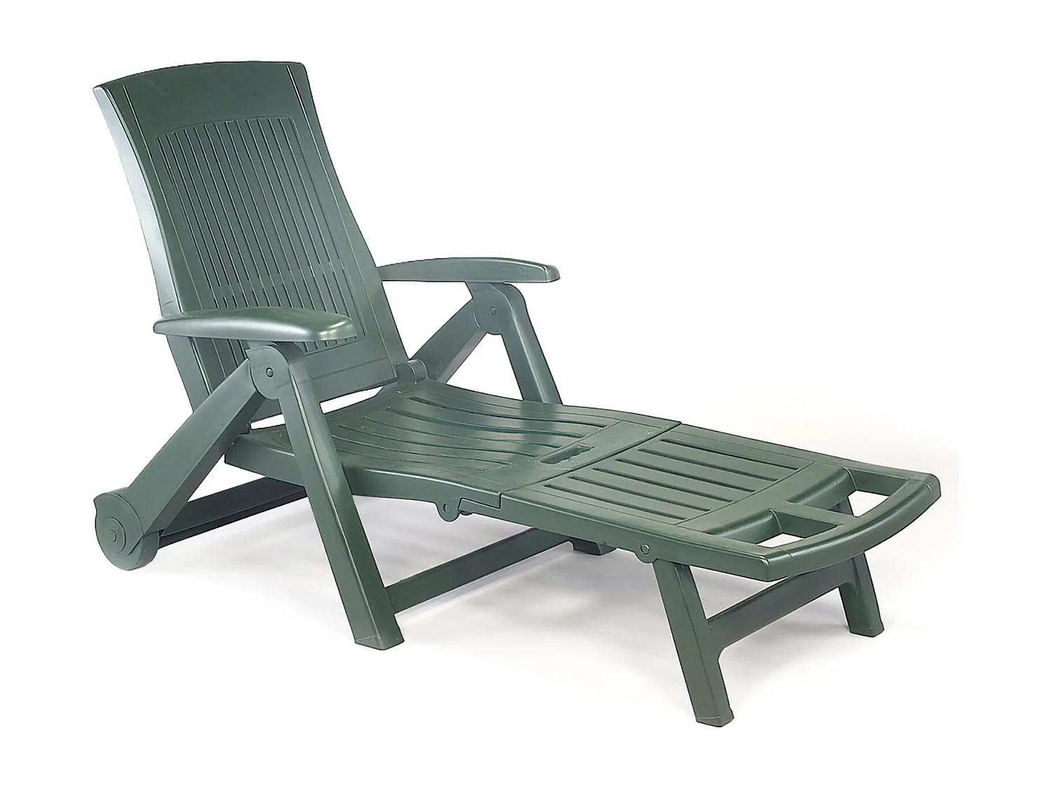 Livorno ligstoel, Verstelbare tuinligstoel met wielen, Ligstoel voor buiten, 100% Made in Italy, 195x72h101 cm, Groen