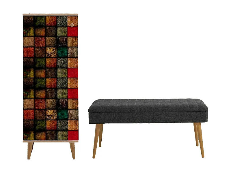 Muebles de entrada Dgallett, Entrada para perchas, Composición para atrio, Consola de almacenamiento multifunción, 50x38h135 cm, Roble y Antracita