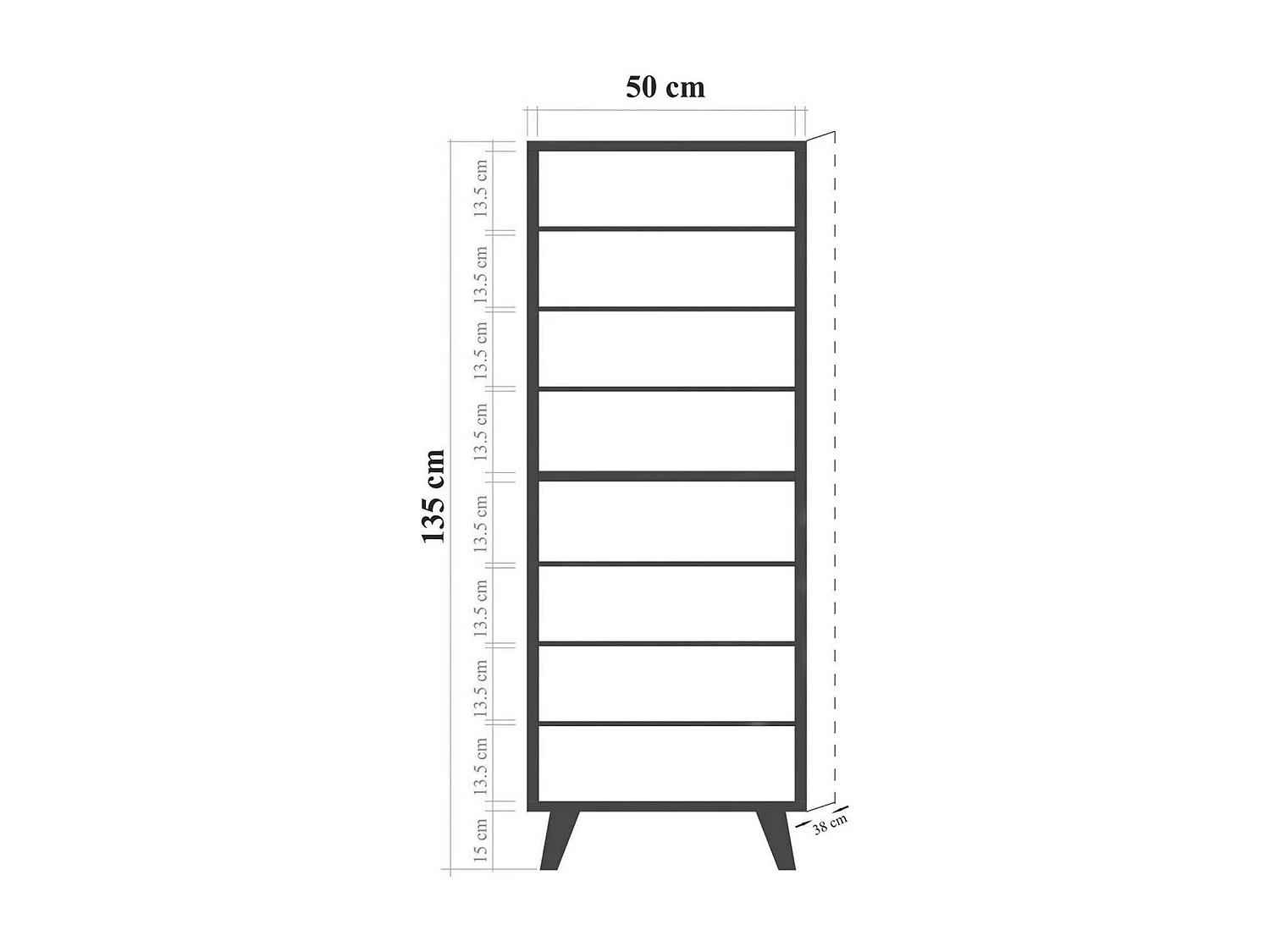 Dgallett entreekast, Hanger ingang, Atrium samenstelling, Multifunctionele opbergconsole, 50x38h135 cm, Eiken en Antraciet