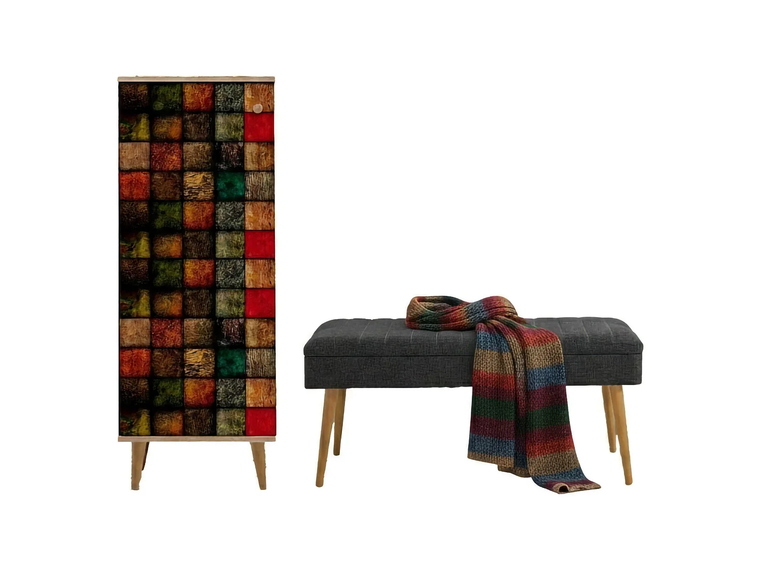 Meuble d'entrée Podgorica, 16 paires, 50x38x135h cm chêne marron, 7 étagères, porte-manteau