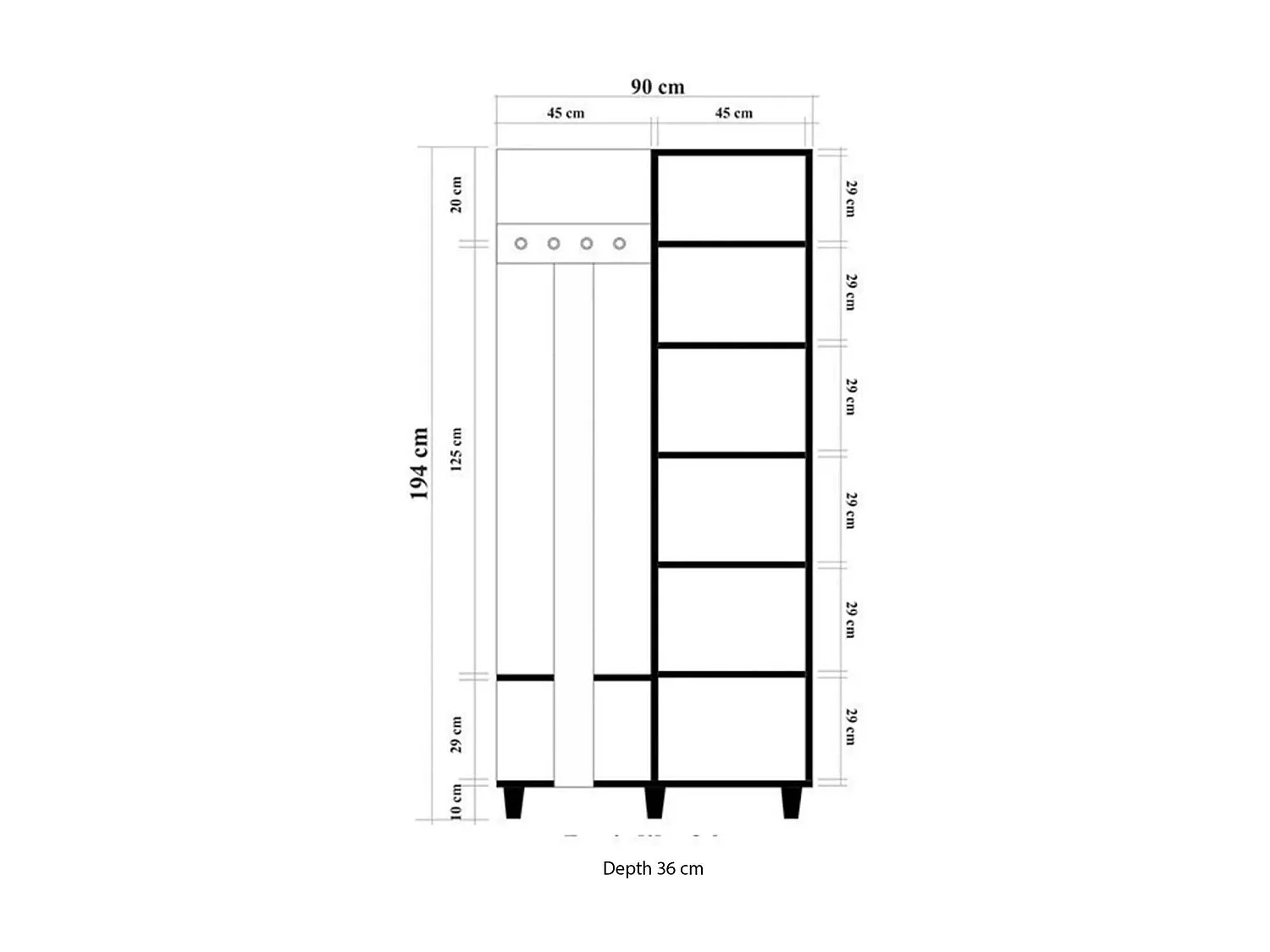 Meuble d'entrée Azhaf, Crochet d'entrée, Composition pour l'atrium, Console de rangement multifonction, 90x36h194 cm, Chêne