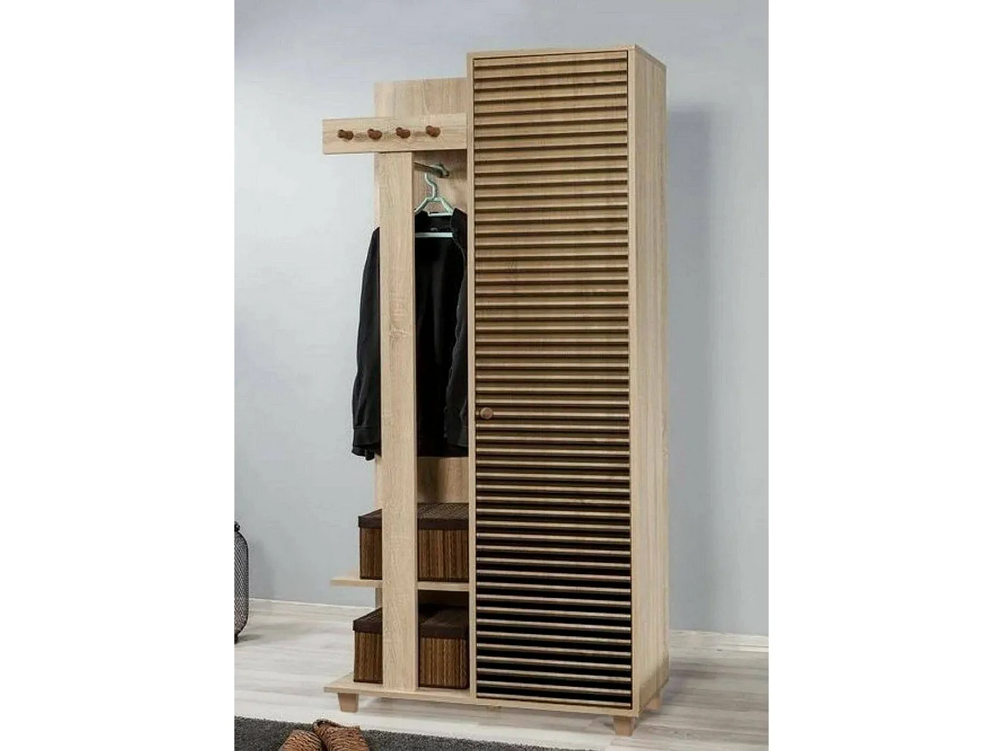 Mobile da Ingresso Savina, 6 Ripiani, 36x90x194h cm Marrone Quercia