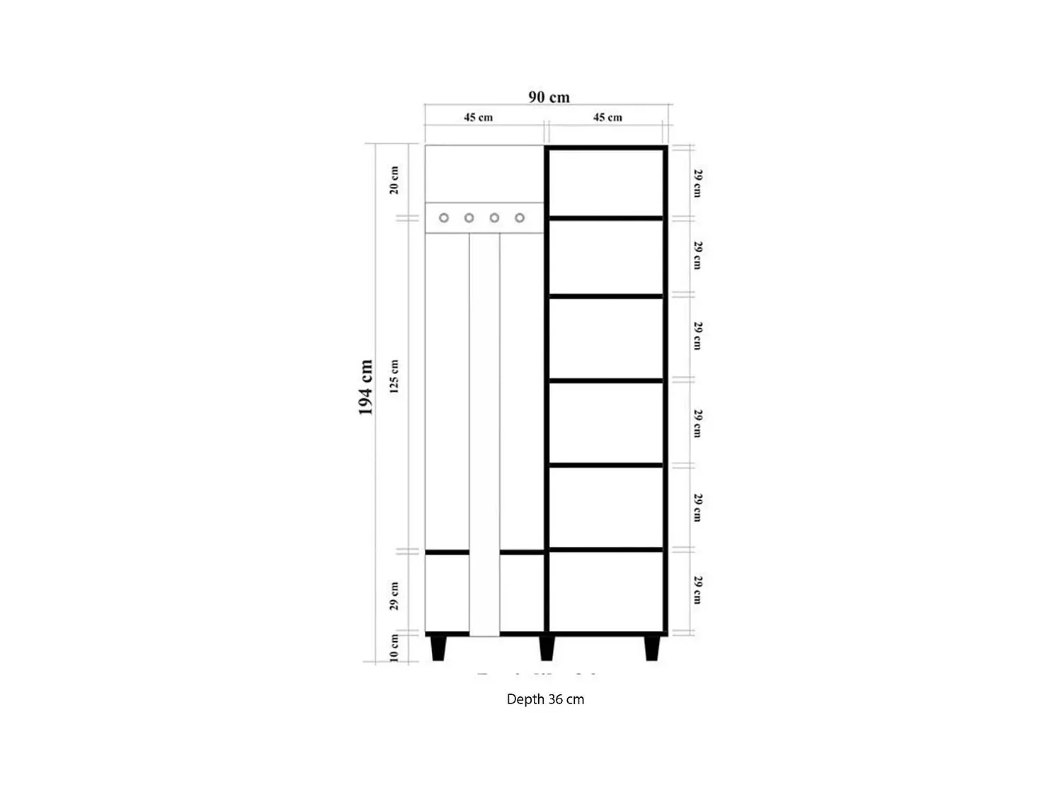 Meuble d'entrée Azhaf, Crochet d'entrée, Composition pour l'atrium, Console de rangement multifonction, 90x36h194 cm, Chêne