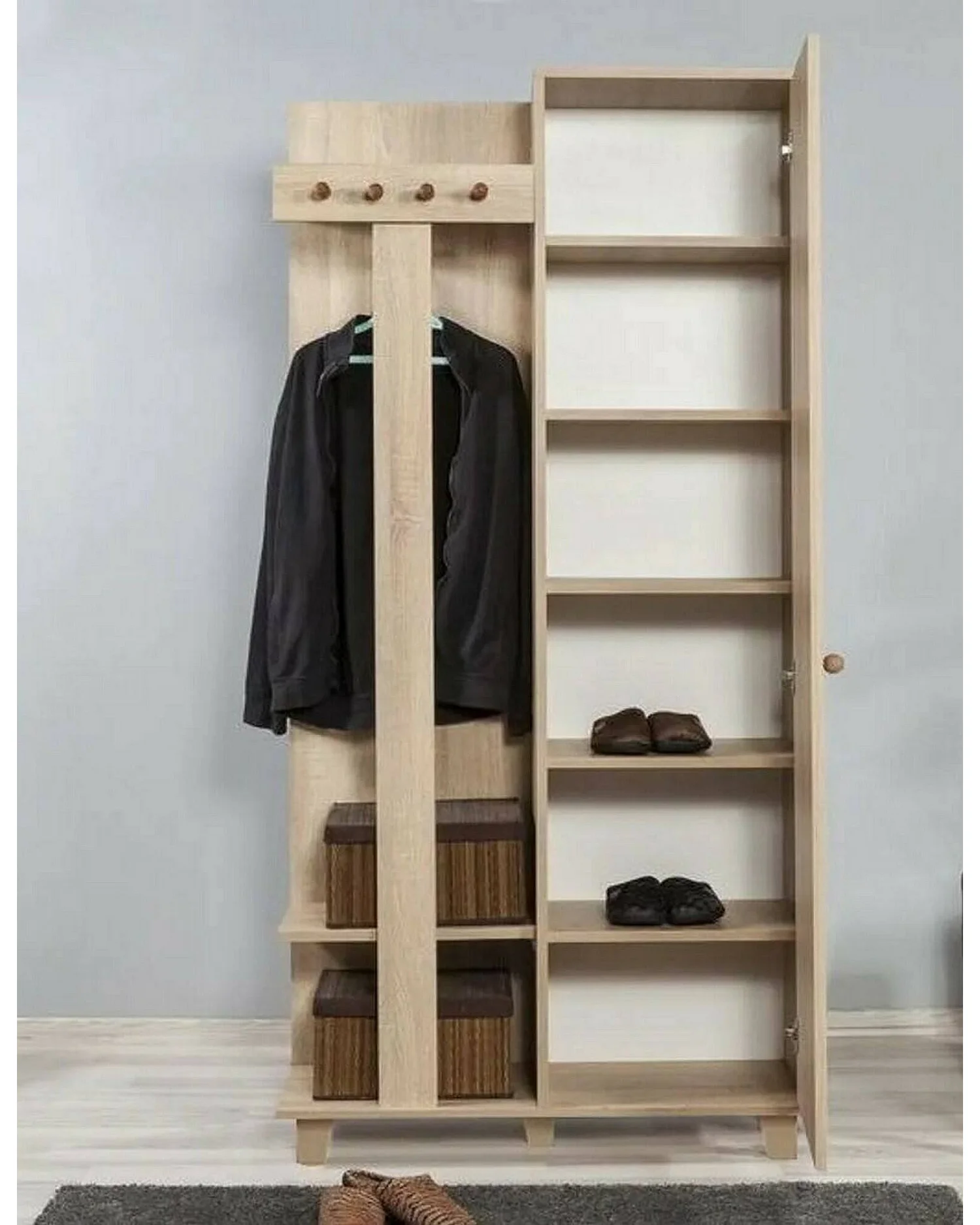 Mobile da Ingresso Savina, 6 Ripiani, 36x90x194h cm Marrone Quercia