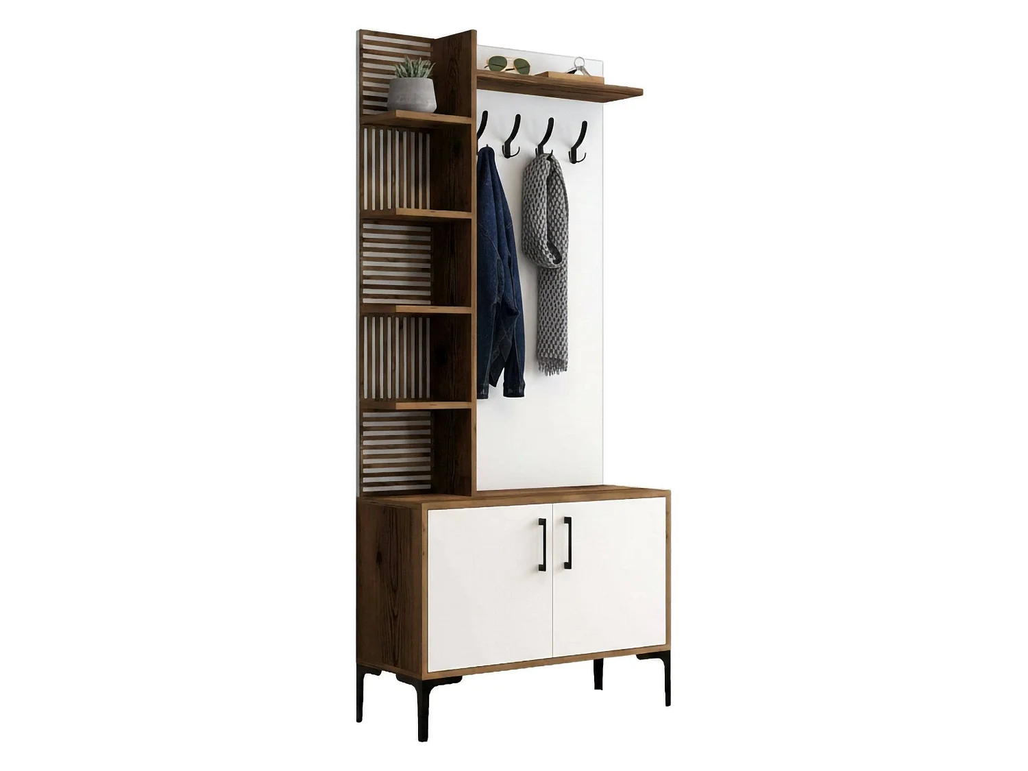 Mobile da Ingresso Anja, 7 Ripiani, 35x90x200h cm Marrone Noce