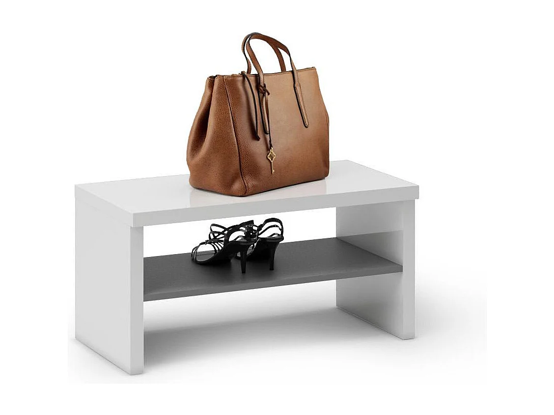 Dmora - Mobile da ingresso Trivia, 80x40h40 cm, Bianco lucido e Antracite