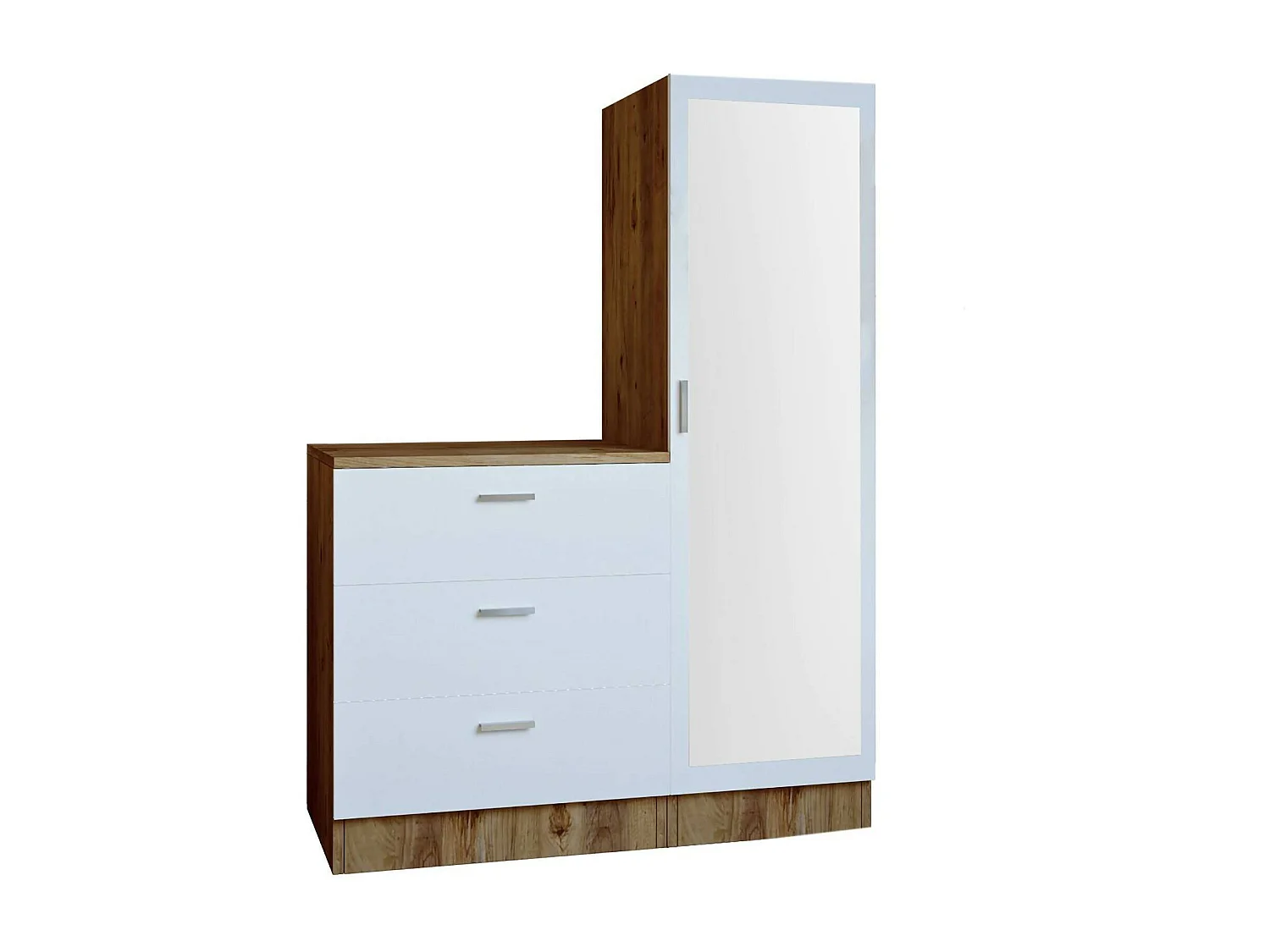 Dmarango entreekast, Hangende ingang, Atrium samenstelling, Multifunctionele opbergconsole, 60x47h72 cm, Eiken en Wit