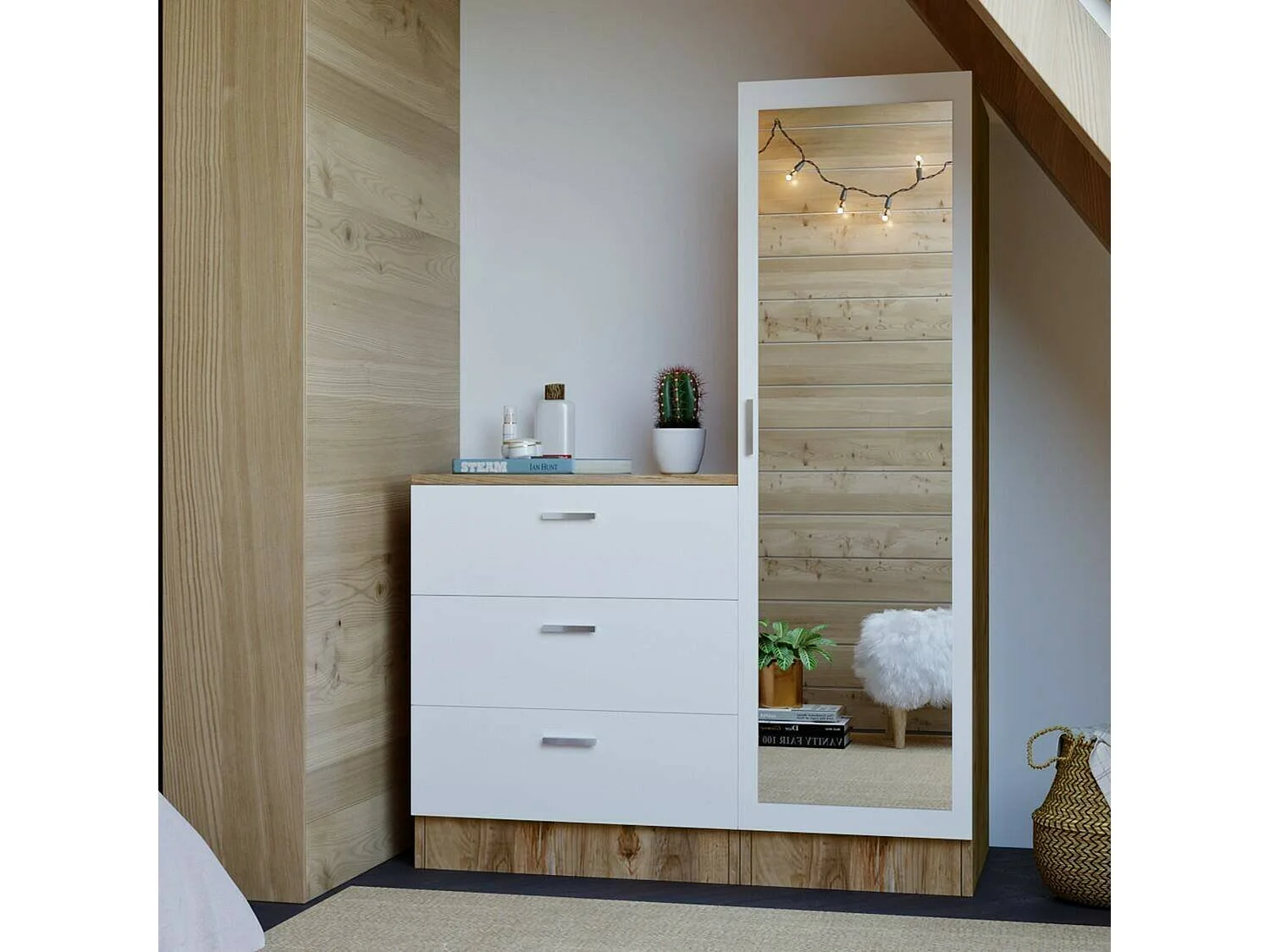 Mobile da Ingresso Jaime, Specchio Incluso, 47x60x72h cm Marrone Quercia