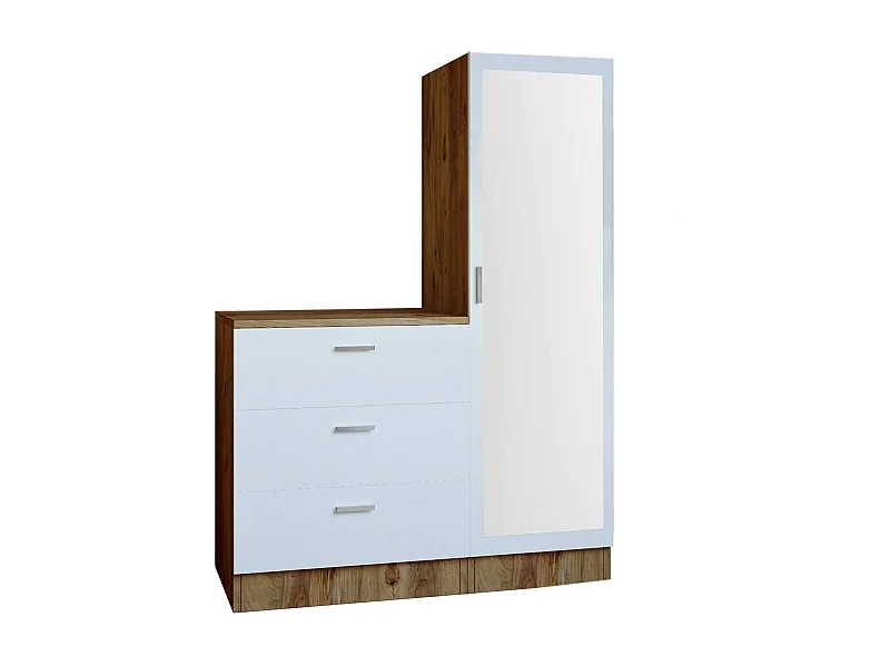 Dmarango entreekast, Hangende ingang, Atrium samenstelling, Multifunctionele opbergconsole, 60x47h72 cm, Eiken en Wit