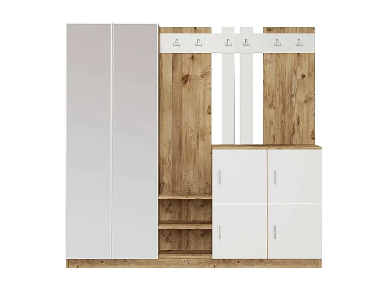 Dmora - Mobile da ingresso Artin, 187x38h180 cm, Quercia e Bianco